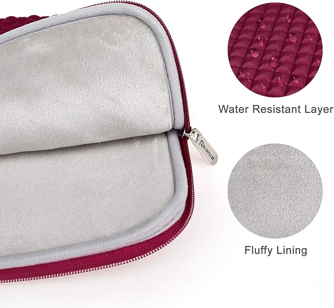 RAINYEAR 15 Inch Laptop Sleeve Diamond Foam Shock Resistant Padded Case Fluffy Lining Cover Carrying Bag Compatible with 15.4" MacBook Pro/Air, Surface Laptop 3/4 15", New XPS 15 Touch (Red)