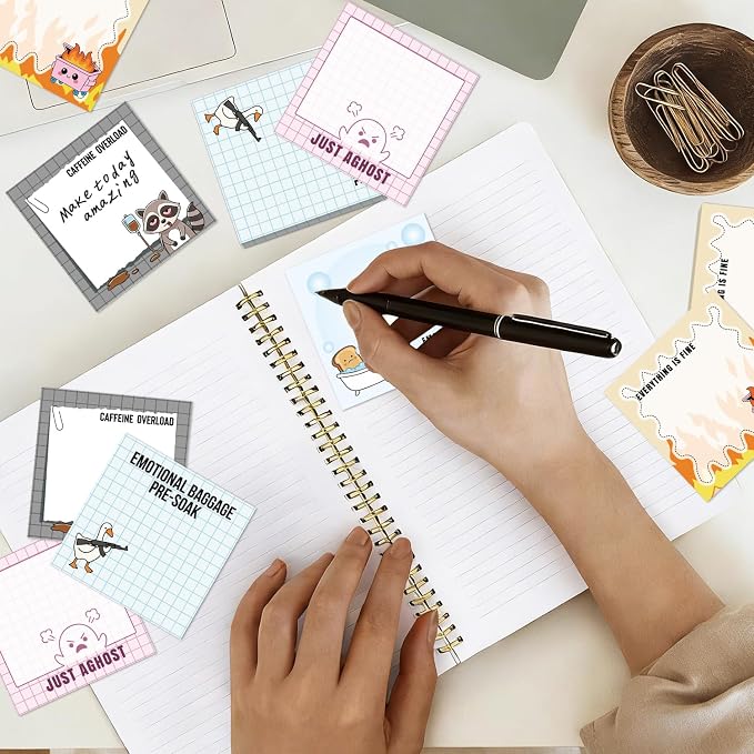Funny Sticky Notes Gifts - 9 Pack Funny Notepads 3x3 Inch Work Gag Office Gifts, Foolish Fun Self-Stick Memo Pads Supplies for Friends Coworkers, 450 Sheets