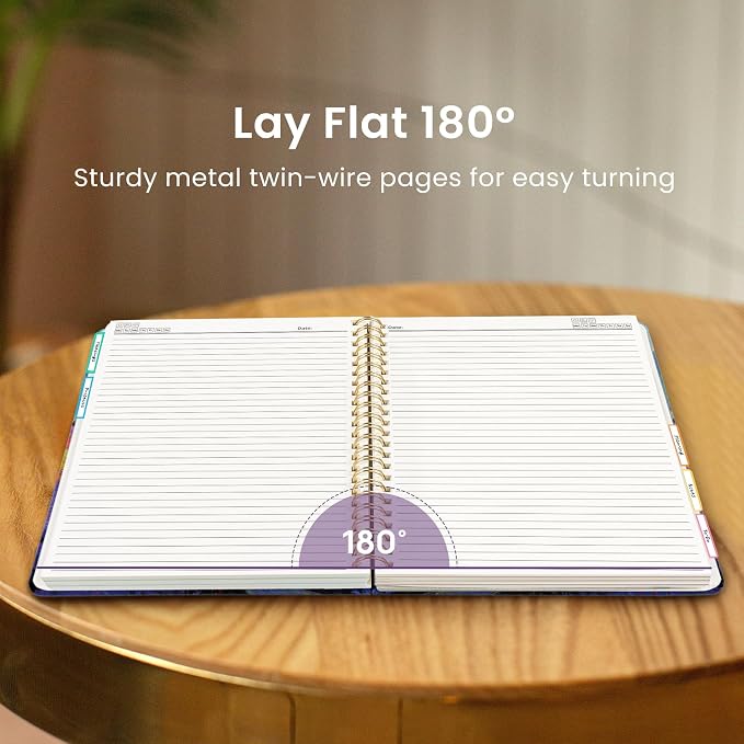 Large Spiral Lined Notebooks for Work with Removable Dividers & Tabs, 8.5"x11" Pretty Hardcover 5 Subject Notebook Journal for Women, College Ruled, Perfect for Study & Office Organization, 280 Pages,Sienna Meadows