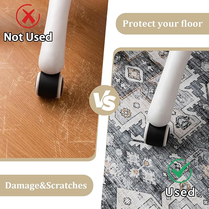 chakme Office Chair Mat for Hardwood Floor, 60"x45" Easy Glide Computer Desk Mat Protector for Rolling Chair Under Desk Rug Nonslip Backing, Machine Wash, (Boho)