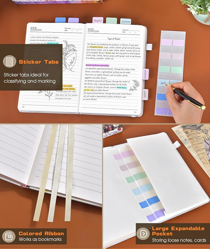 dilitego Lined Journal Notebook for Women Men, 256 Numbered Pages Hardcover Notebooks for Work, A5 Journaling Notebooks, College Ruled Journals for Writing Business School 5.75" x 8.38" Colorful Tree