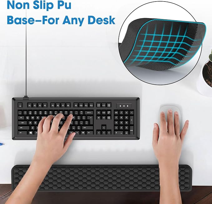 MEKASS L-Shaped Desk Long Elbow Pad for Desk, Memory Foam Elbow Support Padding with Non-Slip, Ergonomic Desk Edge Cushion, Wrist Comfort Support for Office Home (Honeycomb Texture)