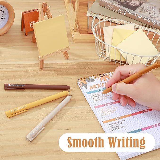 BAYTORY 320 Sheets Gradient Sticky Notes, 4 Pcs Rotatable Colored Gel Pens, Aesthetic Self-Stick Note & Multicolored Ink Pen, Colorful Memo Pads Easy to Post for Note Taking (Gradient Yellow)
