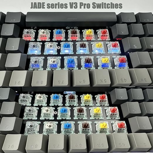 Gateron Jade Series Dual-Stage Spring Pre Lubed Switches Silver V3 Pro,3-Pin 45gf Linear/RGB/LED Switches for Mechanical Keyboard（Silver V3 Pro,36pcs）