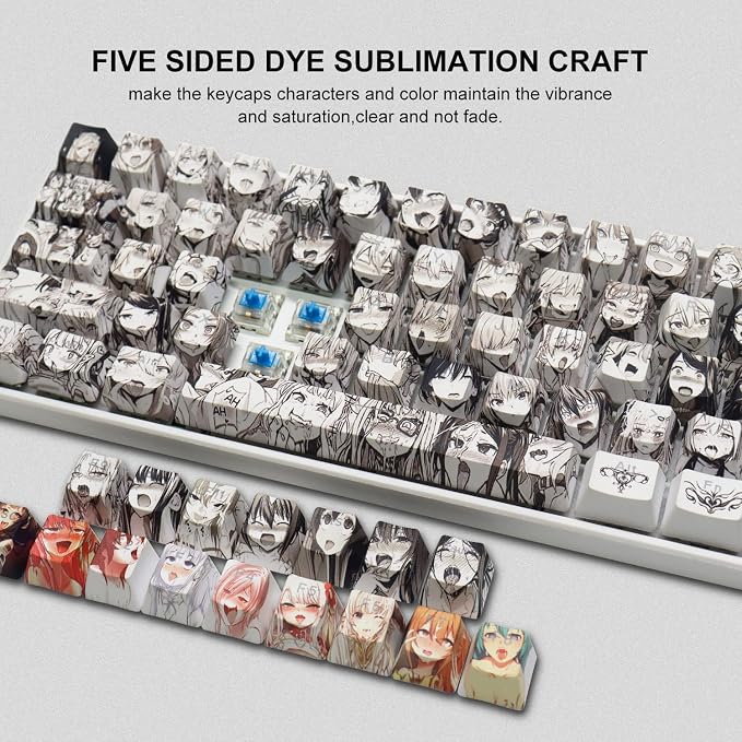 GMKWTL PBT Anime Keycaps - 108 Keys, XVX Japanese Custom Backlit Keycaps, OEM Profile for 61/87/104/108 Cherry Gateron MX Switches Mechanical Keyboard (Black Anime)