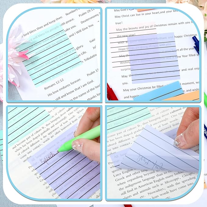 Yinder 24 Pack 720 Sheets Transparent Sticky Notes Translucent Clear Lined Self Sticky Notes for Bible Tabs, Book Tabs, Office School Supplies(3 x 3 Inch,Macaron Color)