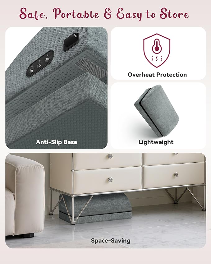 Heated Foot Rest for Under Desk at Work, Gifts | Ergonomic Memory Foam, Feet Warmer Heater, Foot Stool with Vibration Massage & 2 Heat Levels