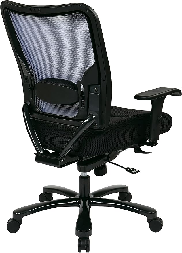 Space Seating 75 Series Air Grid Big and Tall Deluxe Ergonomic Office Chair with Thick Padded Seat and 400 lb. Limit, Black