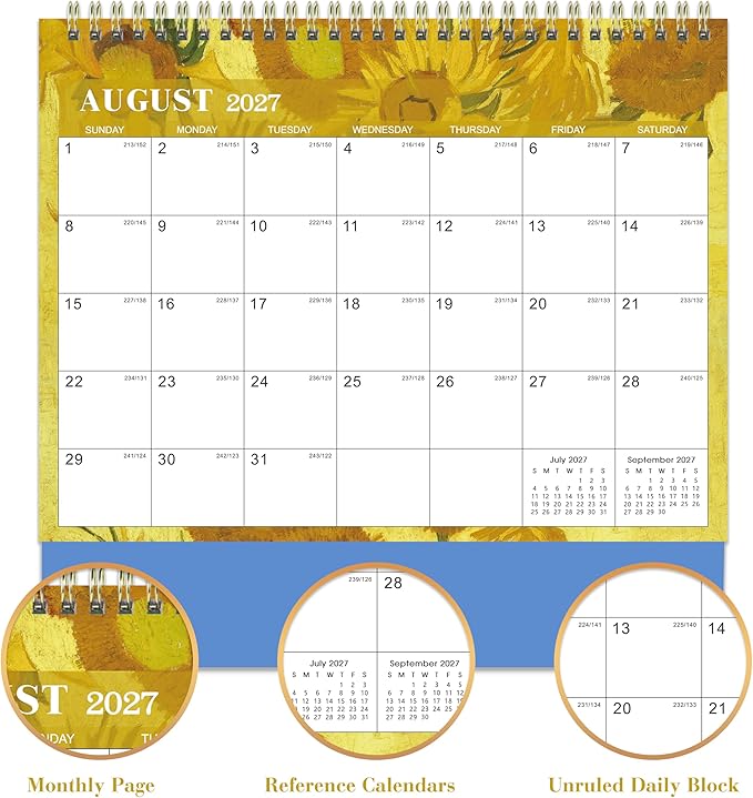 Desk Calendar 2026-2027 - JUL 2026 - DEC 2027, Standing Flip Desktop Calendar 2026-2027, 18 Months Desktop Calendar, 9.8" x 8.3", Thick Paper