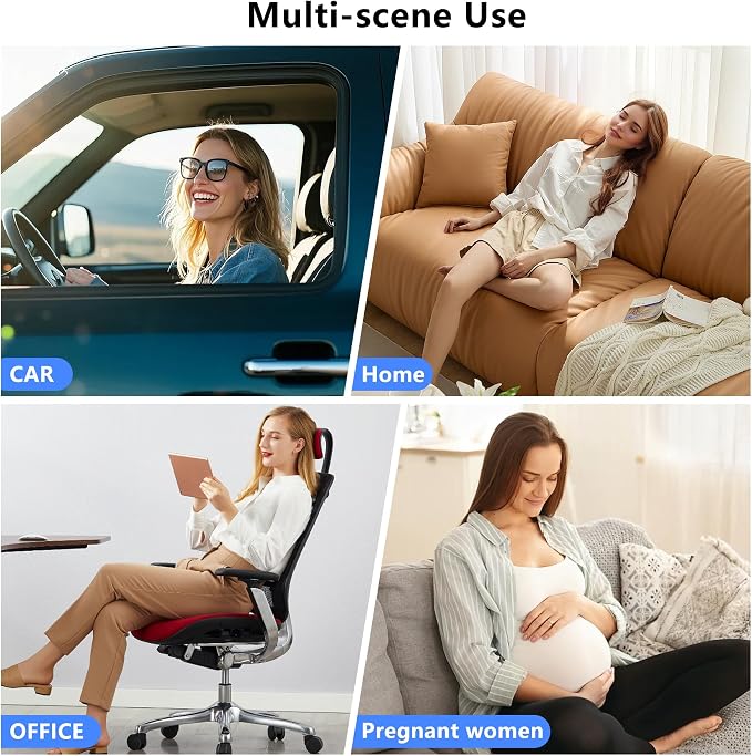 Memory Foam L-Shaped Ergonomic Cushion for Office | Chairs Comfort & Support for Long Sitting Memory Foam U-Shape Tailbone Relief + L-Shape Back Cushion