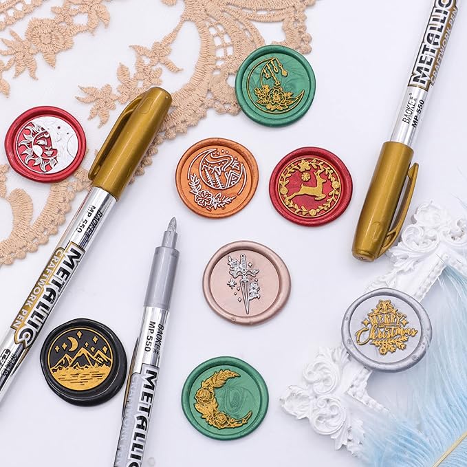 SWANGSA Wax Seal Warmer Kit, Sealing Wax Furnace with 2 Pens, Spoon and 2pcs Candles for Wedding Invitation Envelope Letter (Dark Green)