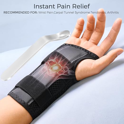 FREETOO Carpal Tunnel Wrist Brace Night Support, Right Hand, Large | Wrist Splint Hand Brace, Breathable Mesh Fabric, Women Men, Sleeping Work Typing Pregnancy, Tendonitis Arthritis Sprain RSI
