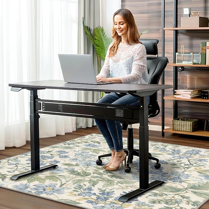 36"x60" Office Chair Mat for Hardwood Tile Floor, Under Desk Carpet Protector for Rolling Computer Chair Mat, Machine Washable Area Rug, Anti-Slip 1/5" Thick Low Pile Thin Vinyl Floor Mat, Blue Mist