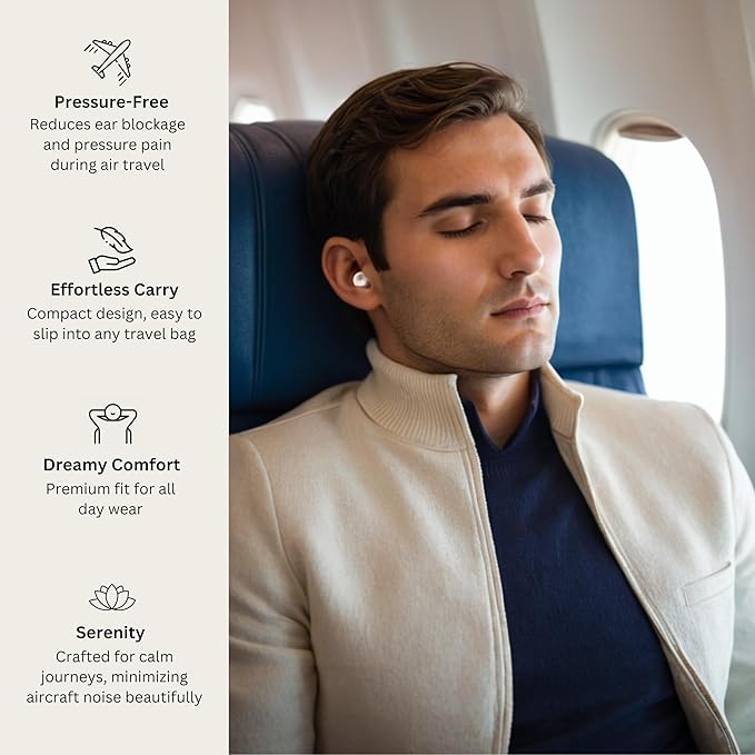Lumo Ear Plugs for Sleeping - 28dB Reusable Silicone Ear Plugs for Noise Reduction with Silk Sleep Mask | Work & Concert Hearing Protection | Customizable & Comfortable Noise Reducing Earplugs (White)