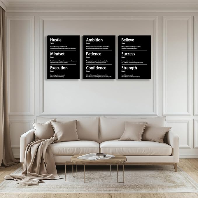 Motivational Wall Decor Paintings Inspirational Office Wall Decor Posters Prints 3 Pieces Bedroom Decor Living Room Office Canvas Picture Wall Painting Home Decoration Framed Artwork (36''W x 16''H)