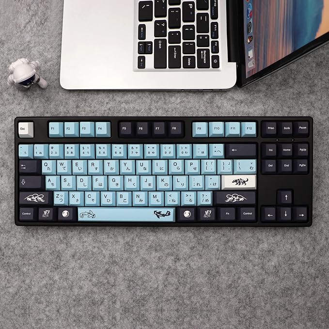 JSJT Japanese Keycap Set-Sky Blue Keycaps 137 Keys PBT Dye Sublimation Custom Keycaps with 6.25u/7u Spacebar for DZ60/RK61/64/gk61/68/84/980/104 MX Switches Mechanical Keyboards