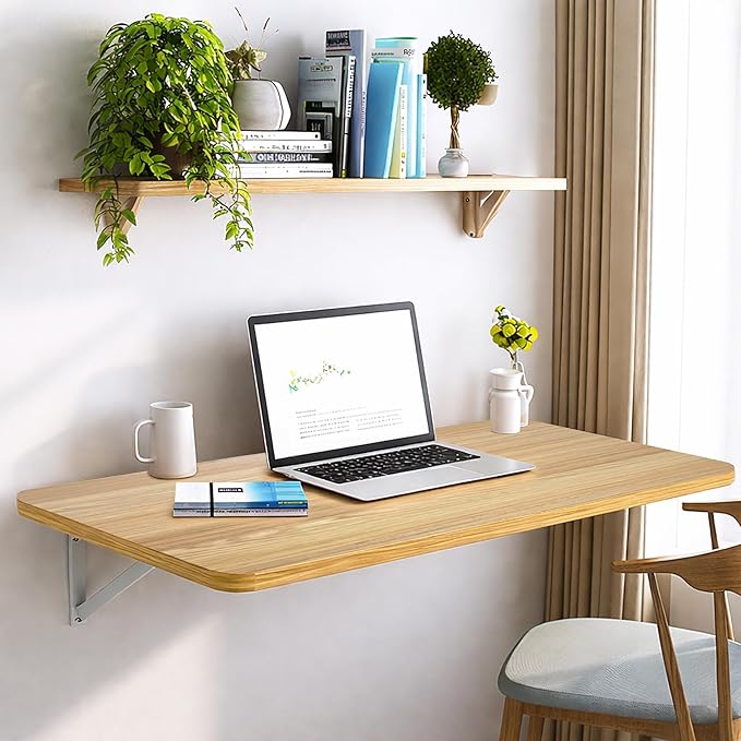 Laundry Folding Table, 32'' x 16'' Wooden Wall Mount Desk, Laundry Table for Folding Clothes, Oak Color, 32'' Length