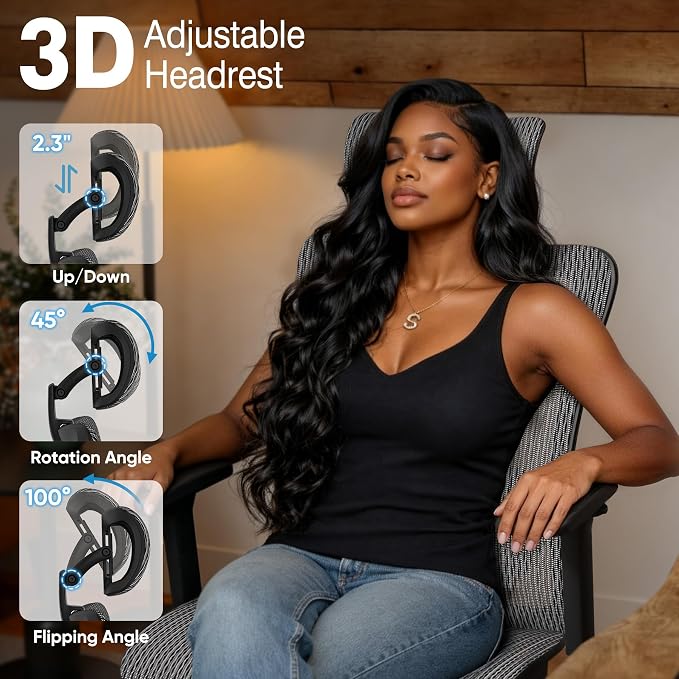 ELABEST T23 Ergonomic Mesh Office Chair, High Back Computer Desk Chair, Breathable AirMesh with Dual-Move Lumbar Support, 3D Armrests & Headrest, Tilt Lock,Big and Tall for Home Office(Graphite)