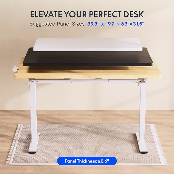 FLEXISPOT EN2 Standing Desk Frame with Clamp Power Strip and Cable Management Tray, Electric Sit Stand Desk Base with Memory Controller for Home and Office (White Frame Only)