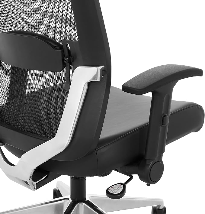 Space Seating 867A Series Adjustable Manager's Office Chair with Breathable Matrix Back and Padded Flip Arms, Antimicrobial Dillon Black Faux Leather