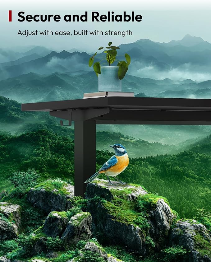 SANODESK One-Piece Electric Standing Desk, Seamless 40 x 24'' Ergonomic Height Adjustable Sit Stand Desk with Memory Presets for Home Office Computer Workstation, Black Frame/Black Top
