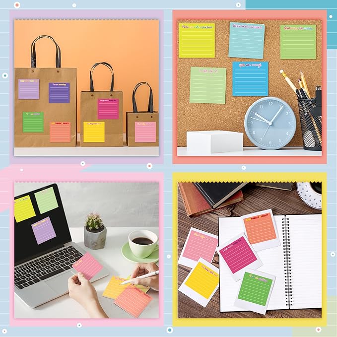 Yinder 12 Pcs Inspirational Sticky Notes Thank You Gift Motivational Sticky Note Pad Employee Appreciation Gift Bulk for Staff Coworker Teacher Nurse Office Groups 3 x 3'' (Inspirational,Dark Color)