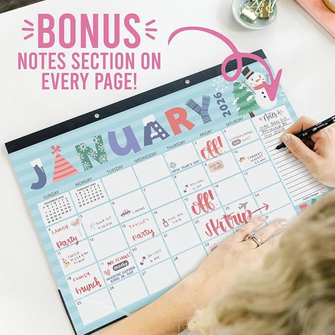 Hadley Designs Large Teacher Desk Calendar 2026-2027 - Desktop Calendar 2026, 18-Month Desk Calendars for Home, Office & Classroom, Cute Classroom Must Haves, Back to School Teacher Gifts