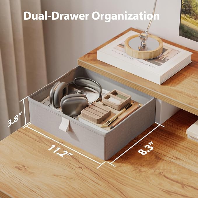 Agilestic 48 x 24 Inches Electric Standing Desk with 2 Storage Drawers, Adjustable Height Sit and Stand Computer Table with Splice Board, Light Rustic Brown