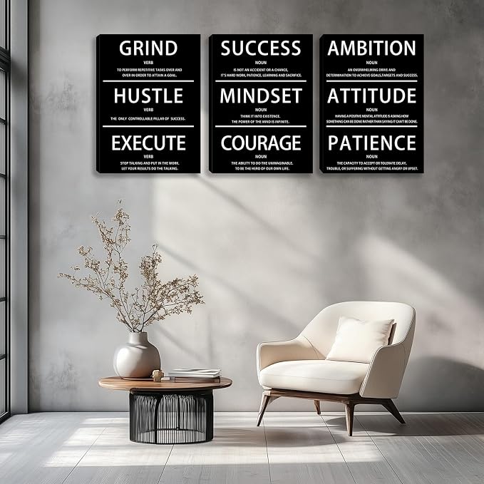 Motivational Wall Decor Paintings Inspirational Office Wall Decor Posters Prints 3 Pieces Bedroom Decor Living Room Office Canvas Picture Wall Painting Home Decoration Framed Artwork (36''W x 16''H)