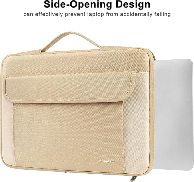 DOMISO 17-17.3 Inch Laptop Sleeve Case,Water-resistant Laptop Protective Case for Dell, HP, Lenovo, Asus, Acer, Alienware,Beige