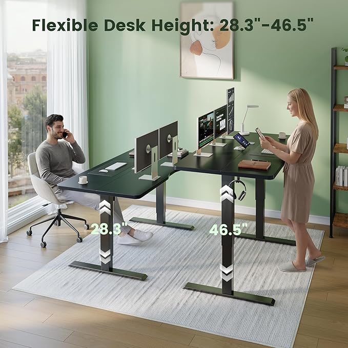 CubiCubi Standing Desk, 48 x 24 Inches Electric Height Adjustable Computer Desk, Sit Stand up Home Office Desk with Memory Presets, Black