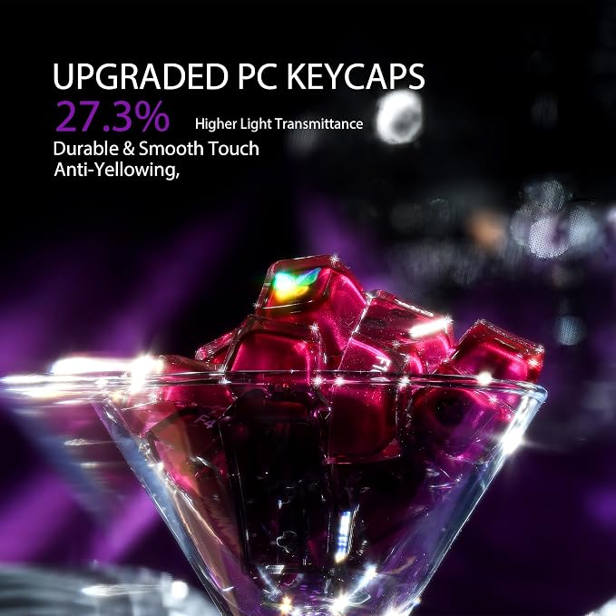 OHY XVX Jelly R2 Side-Printed Translucent MDA Profile Keycap Set, 122 Keys Double Shot PC+ABS Keycaps for MX Switches & ANSI Layout Mechanical Keyboards-Purple
