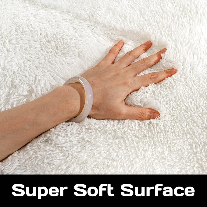 Awaytail Round Fluffy Cream Rug - 4FT Super Soft Circle Shaggy Plush Fuzzy Furry Carpet for Kids & Nursery