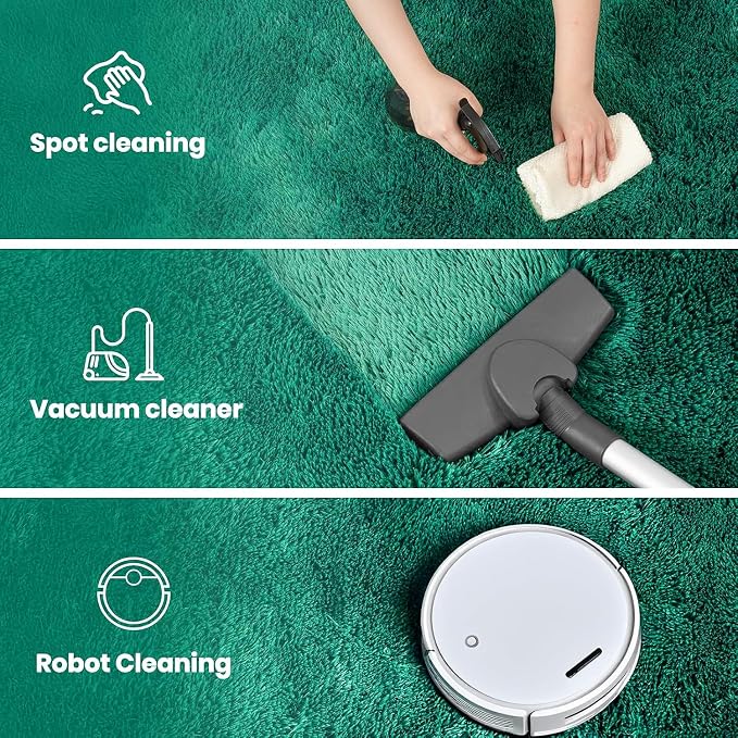 Zentavio Emerald Green Rugs for Bedroom 4x6 Dark Green Area Rugs for Living Room Fluffy Fake Grass Carpet for Kids Room Playroom Furry Shag Aesthetic Soft High Pile Washable Home Decor