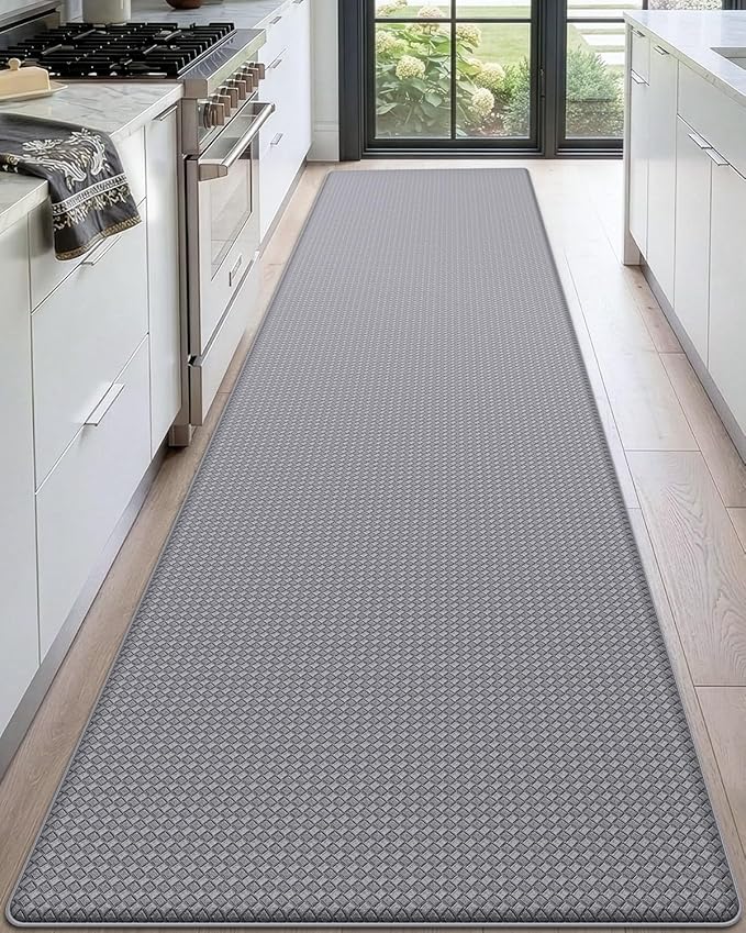 DEXI Kitchen Floor Mats Cushioned Anti Fatigue, 23x86, Large Long Standing Runner Rug Waterproof, Comfort Memory Foam Padded for Front Sink Laundry, Grey