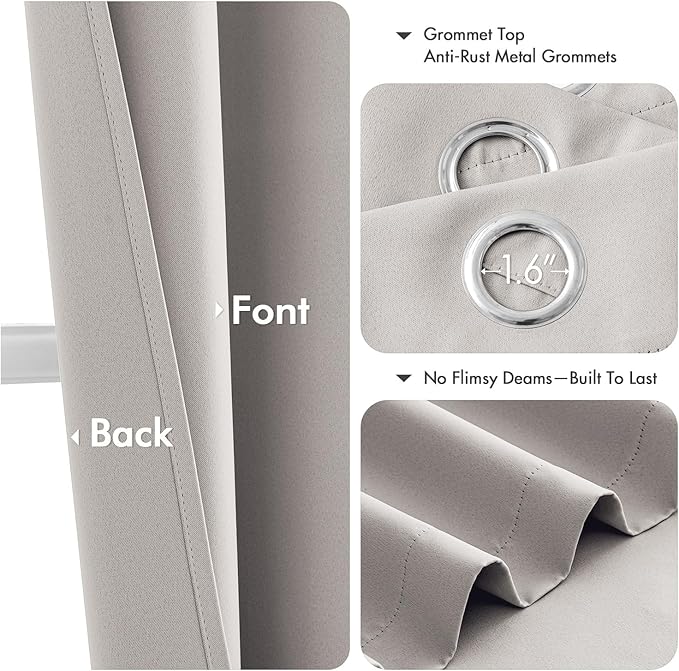 MIULEE Blackout Curtains for Bedroom Living Room 2 Panels, Thermal Insulated Room Darkening Drapes Grommet Noise Reducing Light Blocking Window Treatments 84 Inches Long 40x84 Inch Cobblestone