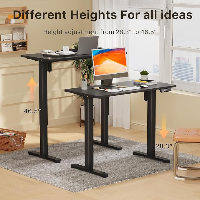 JOY worker Small Electric Stand Up Desk, 40" Whole Piece Height Adjustable | 40" x 20" Black Narrow Standing Desk with Memory Controller, Compact Computer Workstation for Home Office School Walking Pad