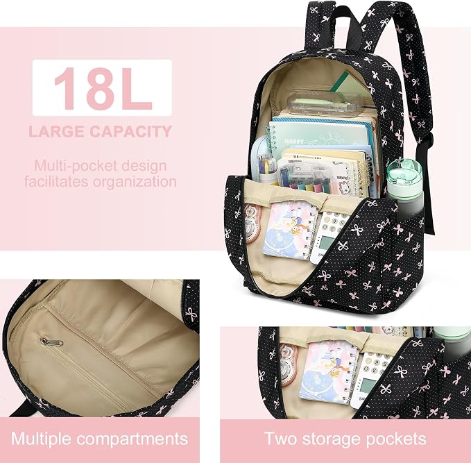 LEDAOU Backpack for Girls School Bag Kids Bookbag Teen Backpack Set Daypack with Lunch Bag and Pencil Case | Kids