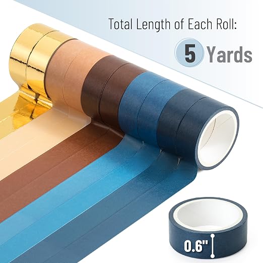 Mr. Pen- Washi Tape Set, 10 Rolls, 5 Yards/Roll, Washi Tape for Scrapbook | Arts, Crafts, Journals and Planners, Terra Nova Palette