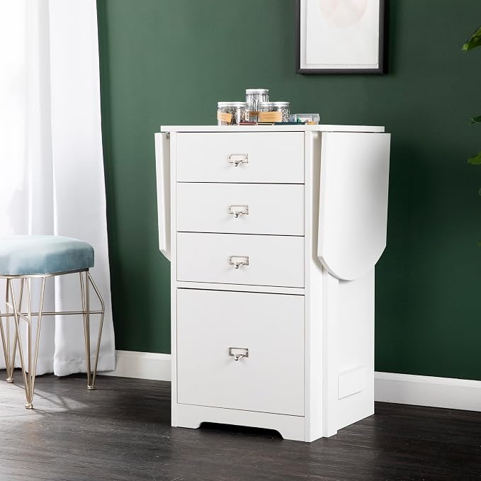 SEI Furniture Drop-Leaf Desk w/Storage, White