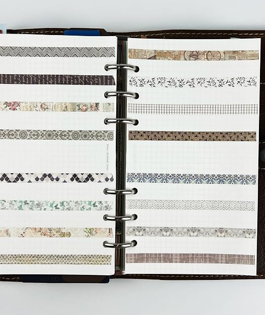 Basic Skinny Washi Tape Set 20 Rolls- Retro Antique Patterns Masking Thin Decorative Tapes for Arts, DIY Crafts, Bullet Journal, Planners, Scrapbook Decor, Gift Wrapping, Junk Journal