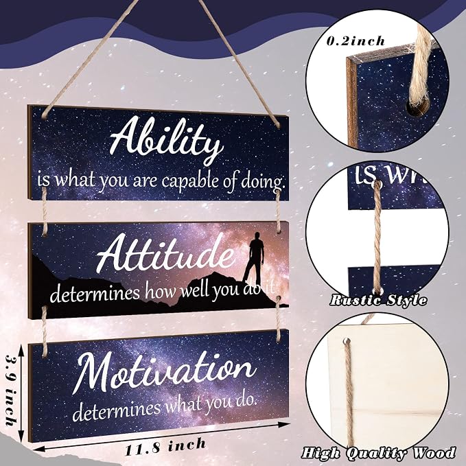 Jetec Office Wall Decor Sign Inspirational Motivational Plaques with Sayings Rustic Wooden Hangings Ability Sign for Coworker Holiday Gift Office Home Artwork Decoration(Starry Color)