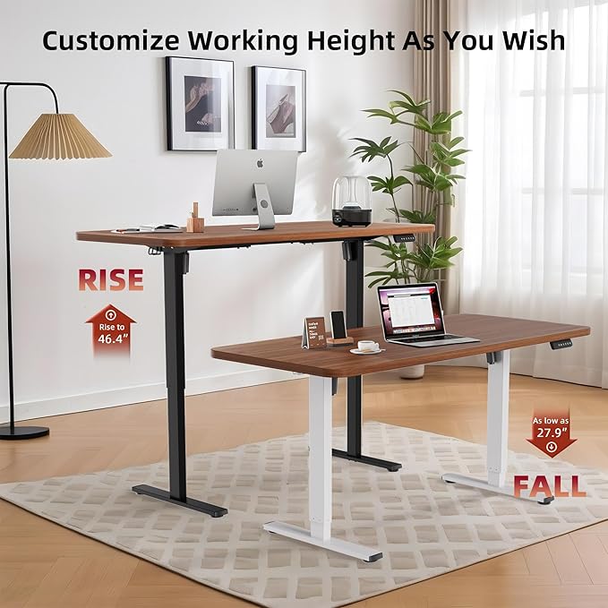 Standing Desk Frame with 330lbs Powerful Dual Motor, Electric Adjustable Height Computer Desk Legs, Sit Stand Up Desk Base with Memory Controller, for Home Office, Black,ED04NB (Frame Only)