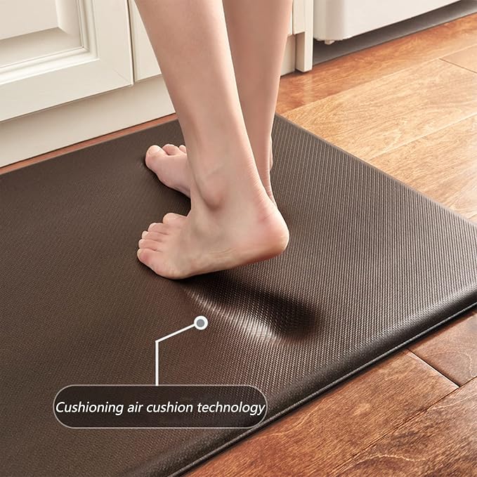 VXHCS 7/10" Extra Thick Anti Fatigue mats for Kitchen Floor, 20"x39" Standing Desk Mat Ergonomic Waterproof Mat, for Home, Office, Laundry, Black