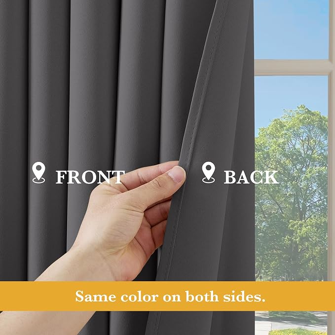 RYB HOME Blackout Thermal Insulated Curtains, Portable Curtain for Sliding Glass Door/Storage/Space Room Divider, Large Window Treatment Room Divider Panel, W80 x L84, Grey, 1 Panel