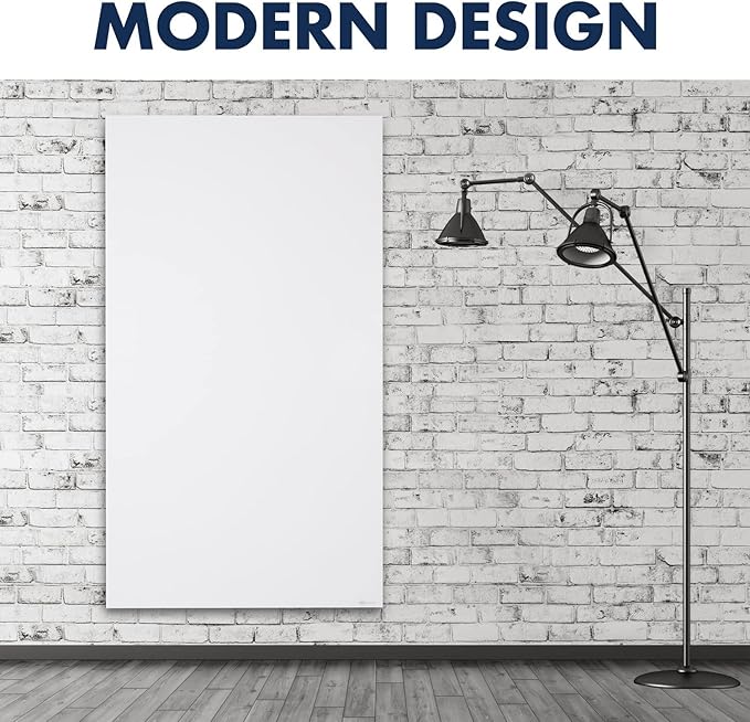 Quartet Whiteboard, Magnetic Dry Erase White Board, Glass 28" x 50" Vertical-Only, Frameless, InvisaMount, White (Q012850IMW)