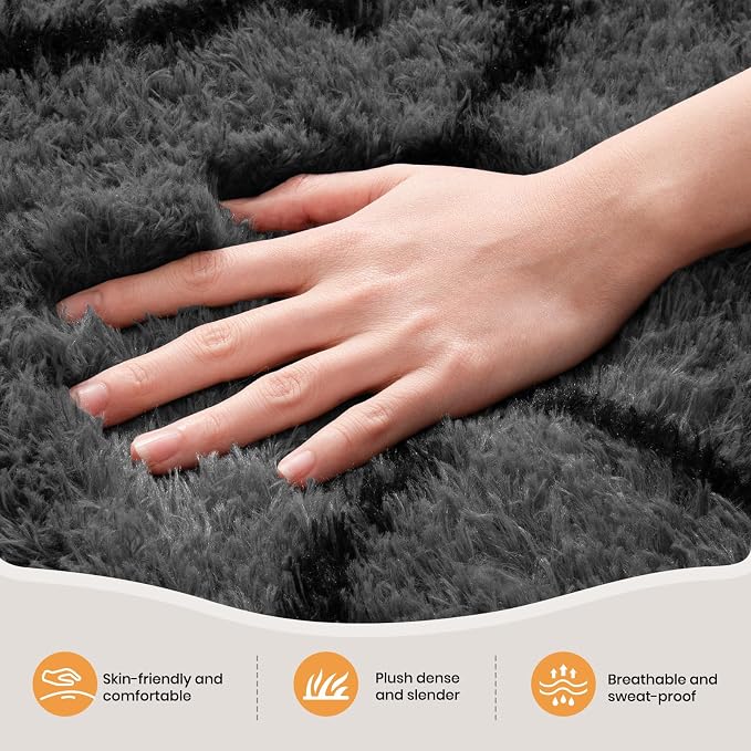 Zentavio Area Rugs for Living Room Large Rugs for Bedroom 5x8 Carpet Fluffy Fuzzy Soft Shag Aesthetic Plush High Pile Gray Throw Rug for Nursery Kids Room Dorm Triangle Grey