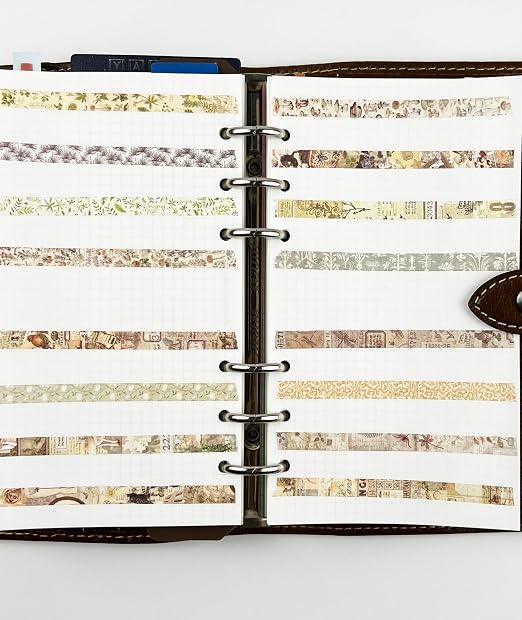 Vintage Brown Skinny Washi Tape Set 20 Rolls -Antique Patterns Masking Thin Basic Decorative Tapes for Arts, DIY Crafts, Bullet Journal, Planners, Scrapbook Decor, Gift Wrapping, Junk Journal