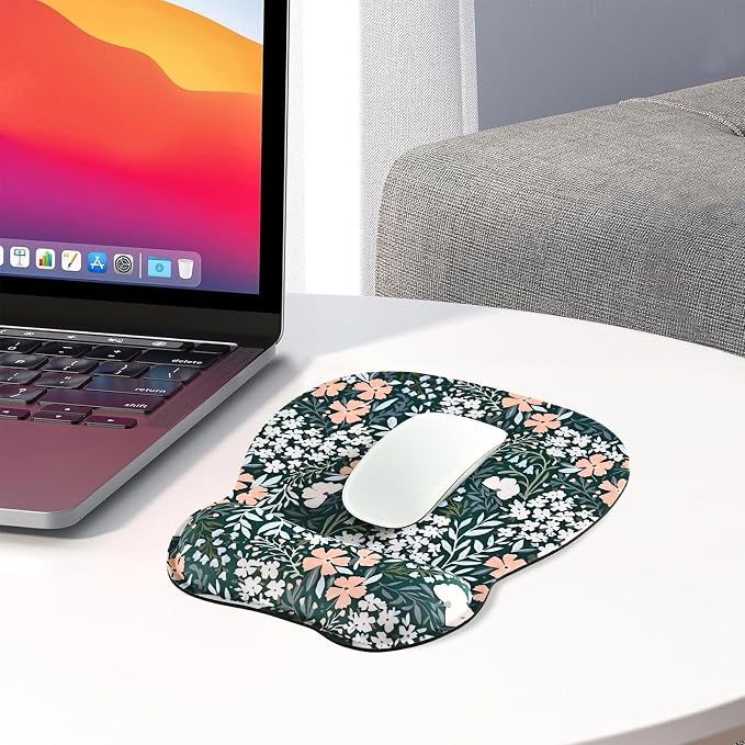 EooCoo Ergonomic Mouse Pad with Wrist Support, Mousepad with Memory Foam Wrist Rest and Non-Slip Base for Computer, Cafe, Home & Office, 9.64 x 8.26 in Office Desk Accessories