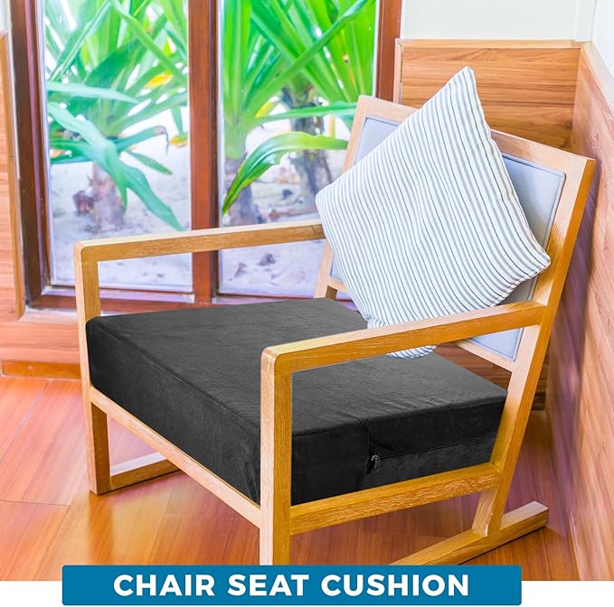 Menkxi Recliner Cushions for Elderly, Thicken Memory Foam Seat Cushion, Square Chair Cushions Non Slip Pads for Recliners, Armchairs, Relief and Comfort(Black, 20 x 20 x 3 Inch)